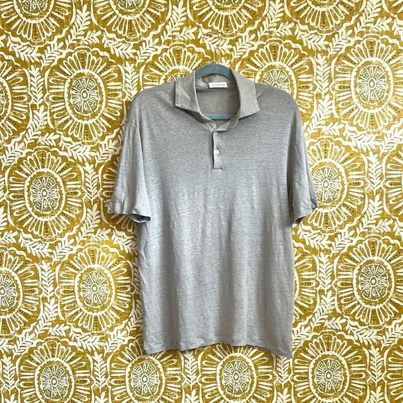 Phil Petter Short Sleeve Fine Linen Jersey Polo Shirt in Gray size XL - Picture 3 of 9